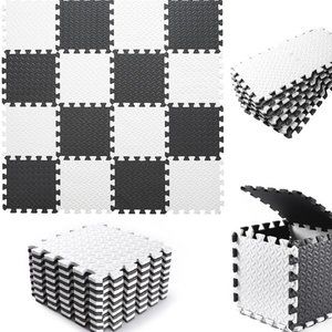 Tamiplay Store 16-pcs Foam Play Interlocking Floor Mat in White/Black